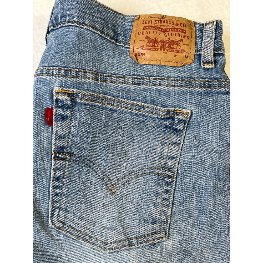 Levis 505 Straight Leg Jeans Womens 16M Medium Wash Blue Denim Retro Stretch